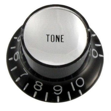 Gibson Style Top Hat Black-Silver Tone Potans Knob-Potans Düğmesi Tek - ASK-M