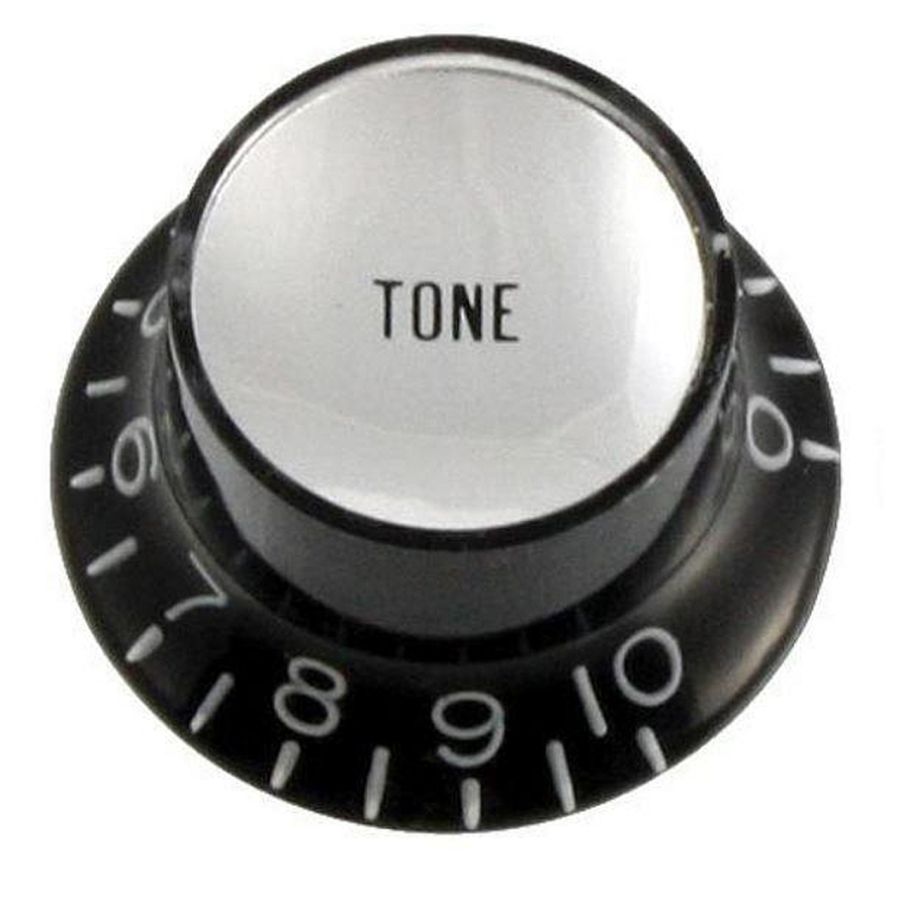 Gibson Style Top Hat Black-Silver Tone Potans Knob-Potans Düğmesi Tek - 1