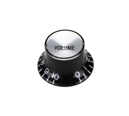 Gibson Style Top Hat Black-Silver Wolüme Potans Knob-Potans Düğmesi Tek - ASK-M