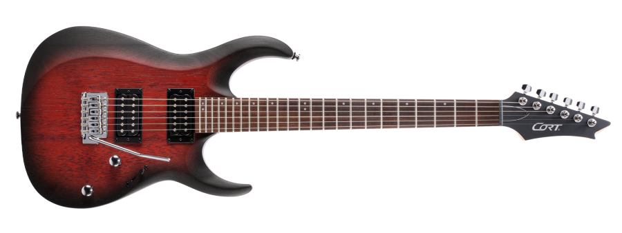 Cort X100 OPBB Open Pore Black Cherry Burst Elektro Gitar (H-H) - 1