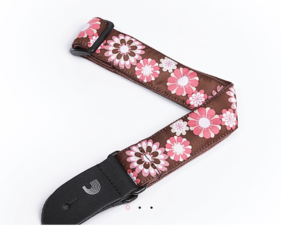 D'Addario 15UKE02 Brown and Pink Flowers Ukulele Askısı - 1