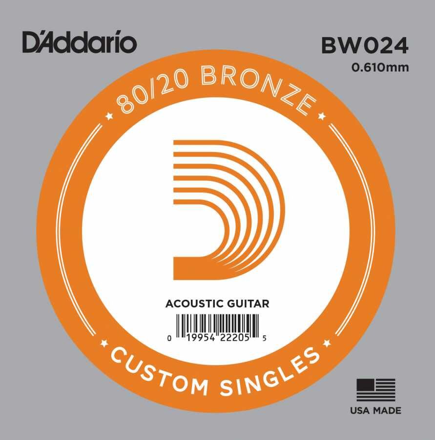 D'Addario BW024 Bronze Wound Akustik Gitar Tek Tel - 1