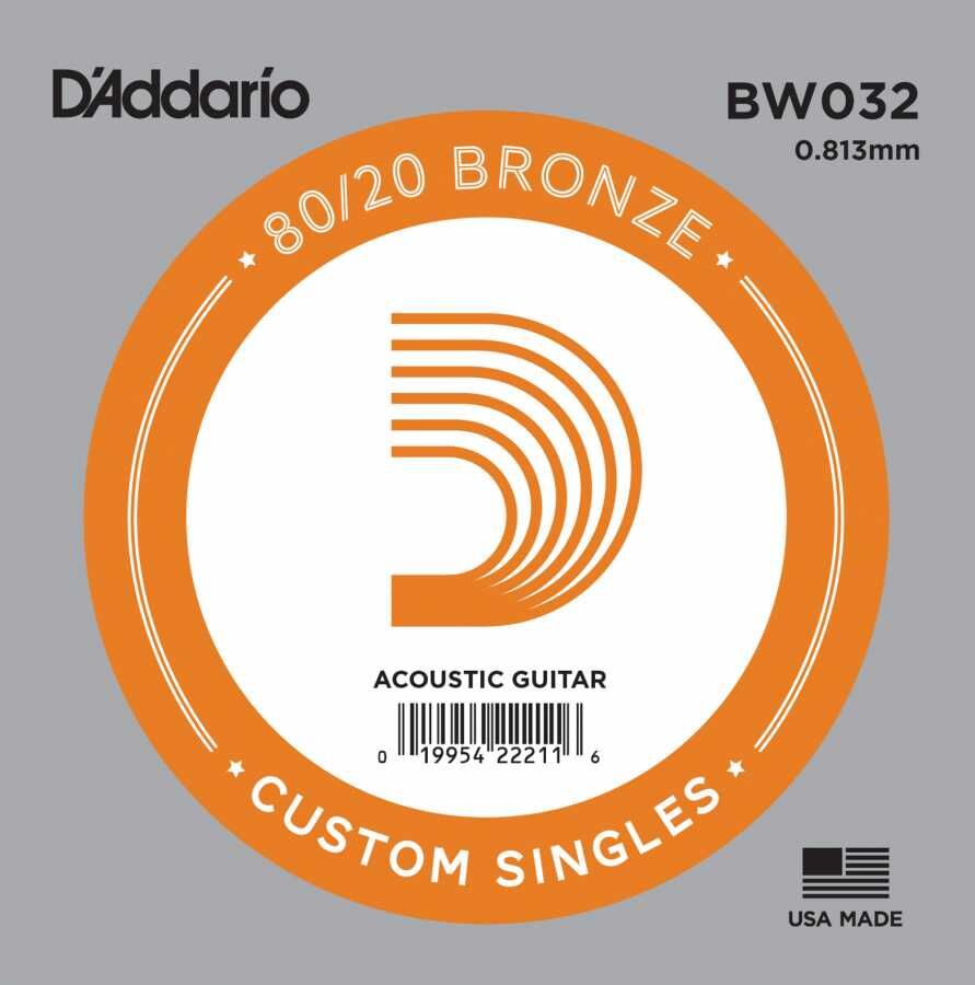 D'Addario BW032 Bronze Wound Akustik Gitar Tek Tel - 1