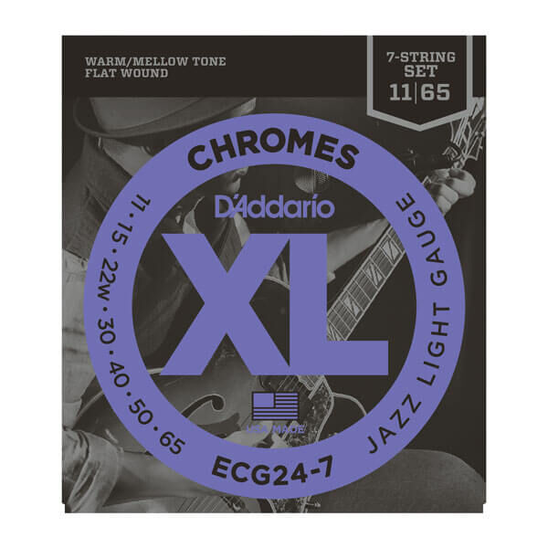 D'Addario ECG24-7 Chromes Flat Wound, 7 Telli Elektro Jazz Gitar Teli (11-65) - 1