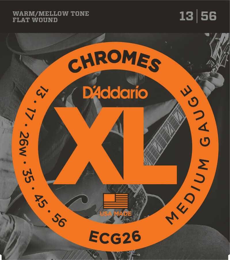 D'Addario ECG26 Chromes Flat Wound, Medium, Elektro Jazz Gitar Teli (13-56) - 1