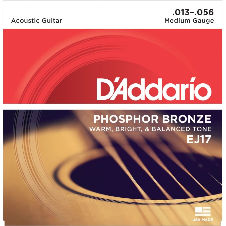 D'Addario EJ17 Phosphor Bronze Medium, 13-56 Akustik Gitar Tel Takımı - 1