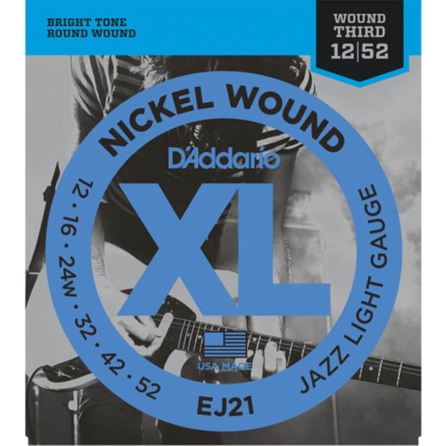 D'Addario EJ21 Nickel Wound, Light, Elektro Jazz Gitar Teli (12-52) - 1