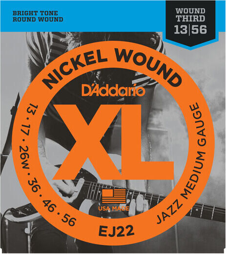 D'Addario EJ22 Nickel Wound, Medium, Elektro Jazz Gitar Teli (13-56) - 1