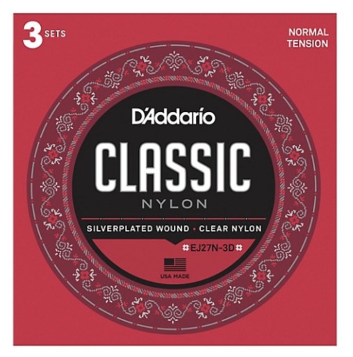 D'Addario EJ27N-3D Student Nylon 3'lü Set Klasik Gitar Tel Takımı - 1