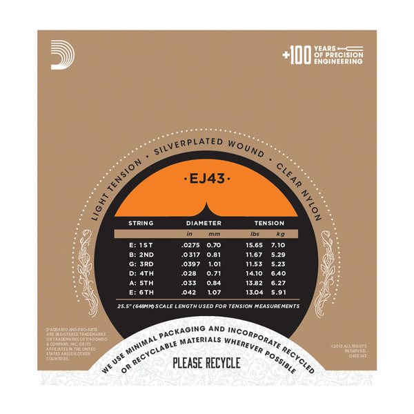 D'Addario EJ43 Pro-Arté Nylon Light Tension Klasik Gitar Tel Takımı - 2