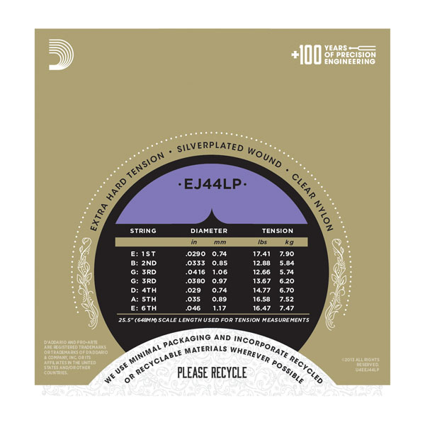 D'Addario EJ44LP Pro-Arté Extra-Hard Tension Lightly Polished Composite Klasik Gitar Tel Takımı - 2