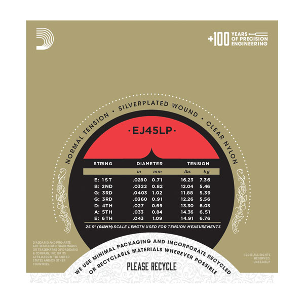 D'Addario EJ45LP Pro-Arté Lightly Polished Composite Normal Tension Klasik Gitar Takım Tel - 2