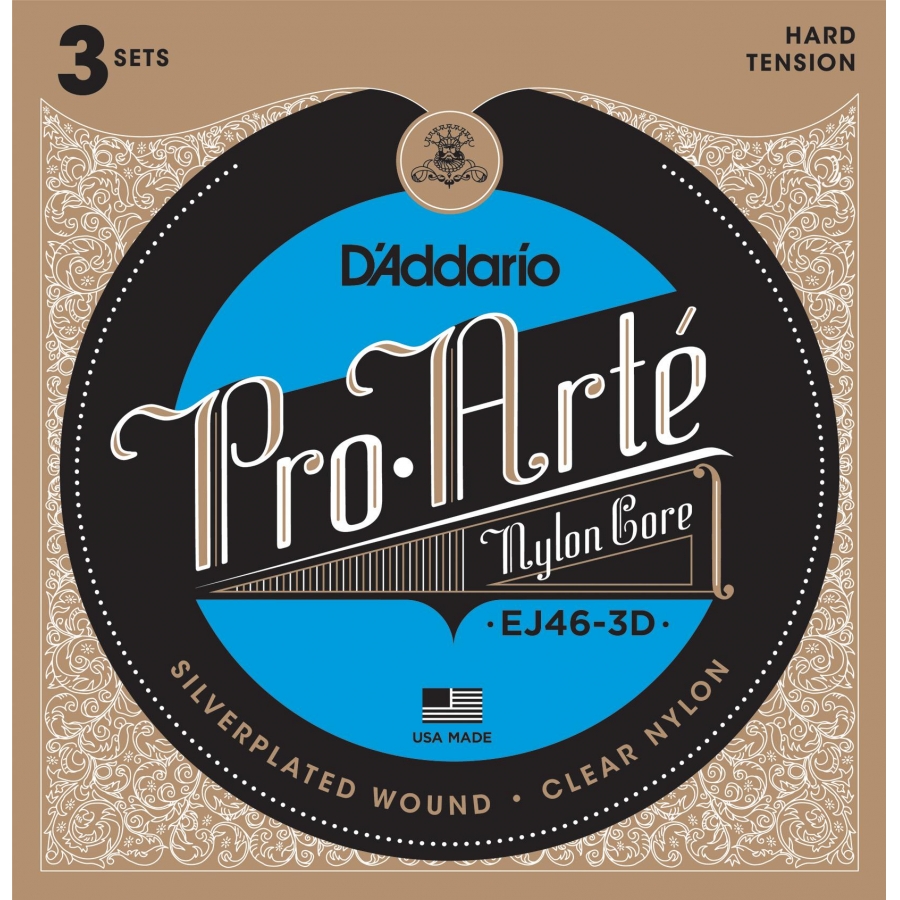 D'Addario EJ46-3D Pro Arte Hard Tension Klasik Gitar Takım Teli 3'lü Set - 1