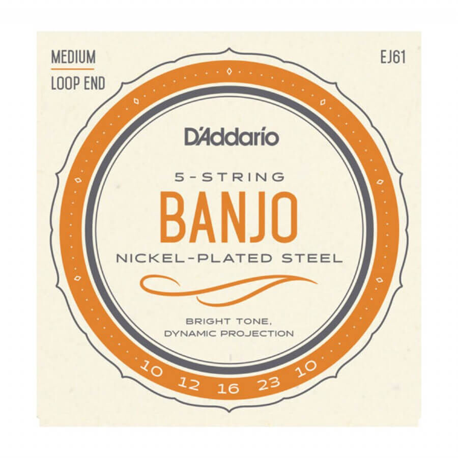 D'Addario EJ61 5 Telli Nickel, Medium, 10-23 Banjo Teli - 1