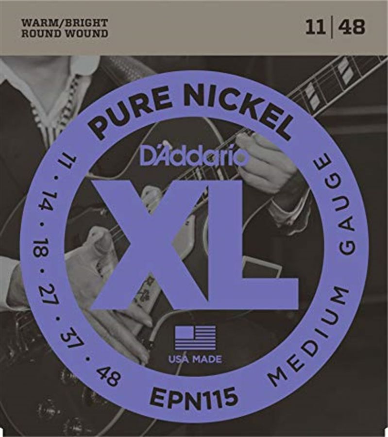 D'Addario EPN115 Pure Nickel Medium Blues Jazz Elektro Gitar Takım Tel (11-48) - 1