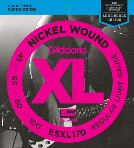 D'Addario ESXL170 Nickel Wound Light Steinberger 45-100, Double Ball End Bas Gitar Takım Tel - 1