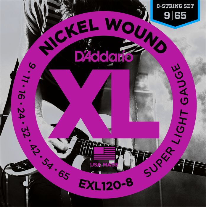 D'Addario EXL120-8 Nickel Wound, Super Light 8 Telli Elektro Gitar Tli (09-65) - 1