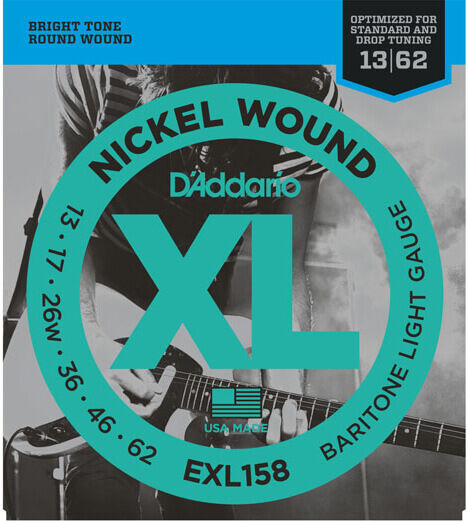 D'Addario EXL158 Nickel Wound, Baritone Light, Elektro Gitar Teli (13-62 - 1