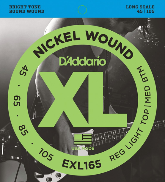 D'Addario EXL165 Nickel Wound Bass, Custom Light 45-105 Bas Gitar Takım Tel - 1