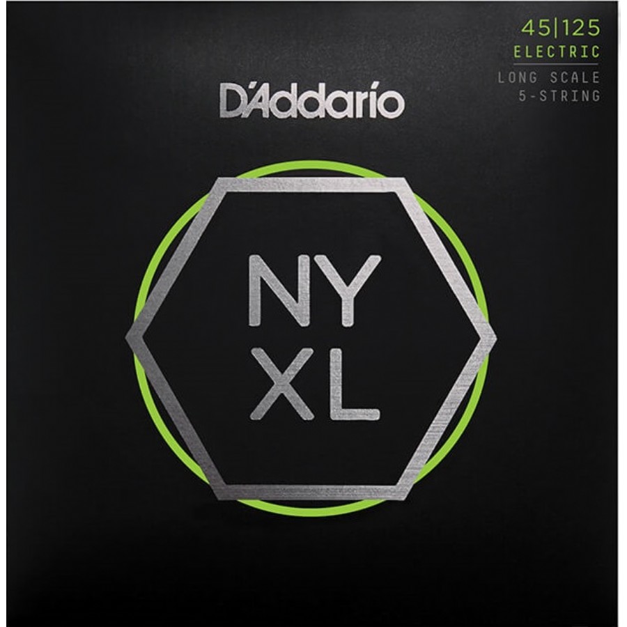 D'Addario NYXL45125 Light Top/Medium Bottom 45-125 5 Telli Bas Gitar Tel Takımı - 1