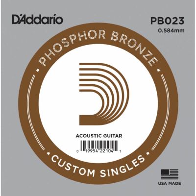 D'Addario PB023 Phosphor Bronze Wound Akustik Gitar Tek Tel - 1