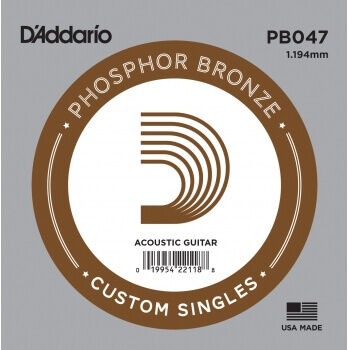 D'Addario PB047 Phosphor Bronze Wound Akustik Gitar Tek Tel - 1