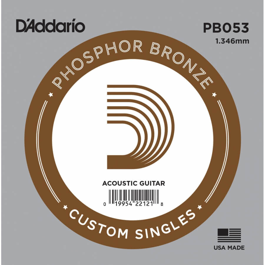 D'Addario PB053 Phosphor Bronze Wound Akustik Gitar Tek Tel - 1