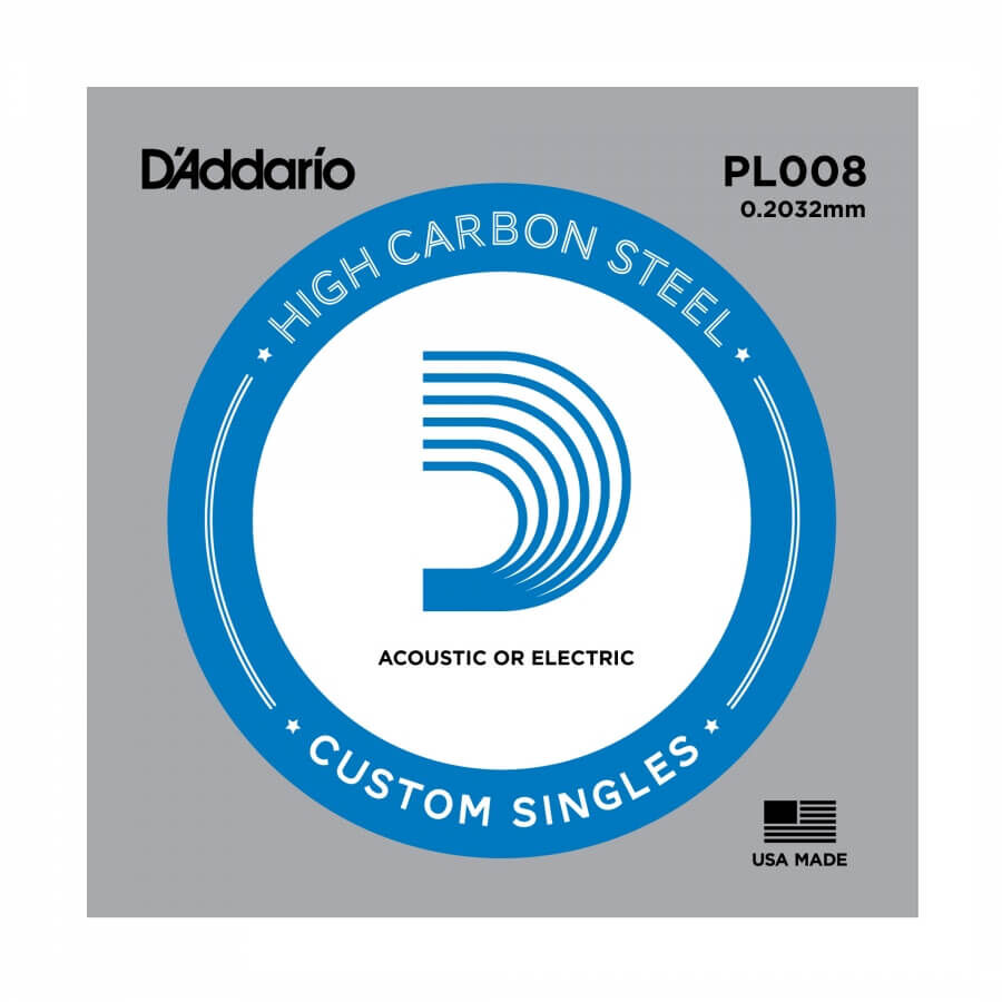 D'Addario PL008 Plain Steel Elektro Gitar İnce E(Mi) Tek Tel - 1