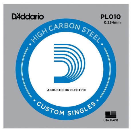 D'Addario PL010 Plain Steel Elektro Gitar İnce E(Mi) Tek Tel - 1