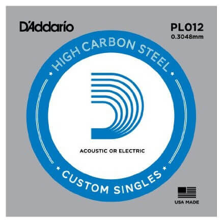 D'Addario PL012 Plain Steel Elektro Gitar İnce E(Mi) Tek Tel - 1