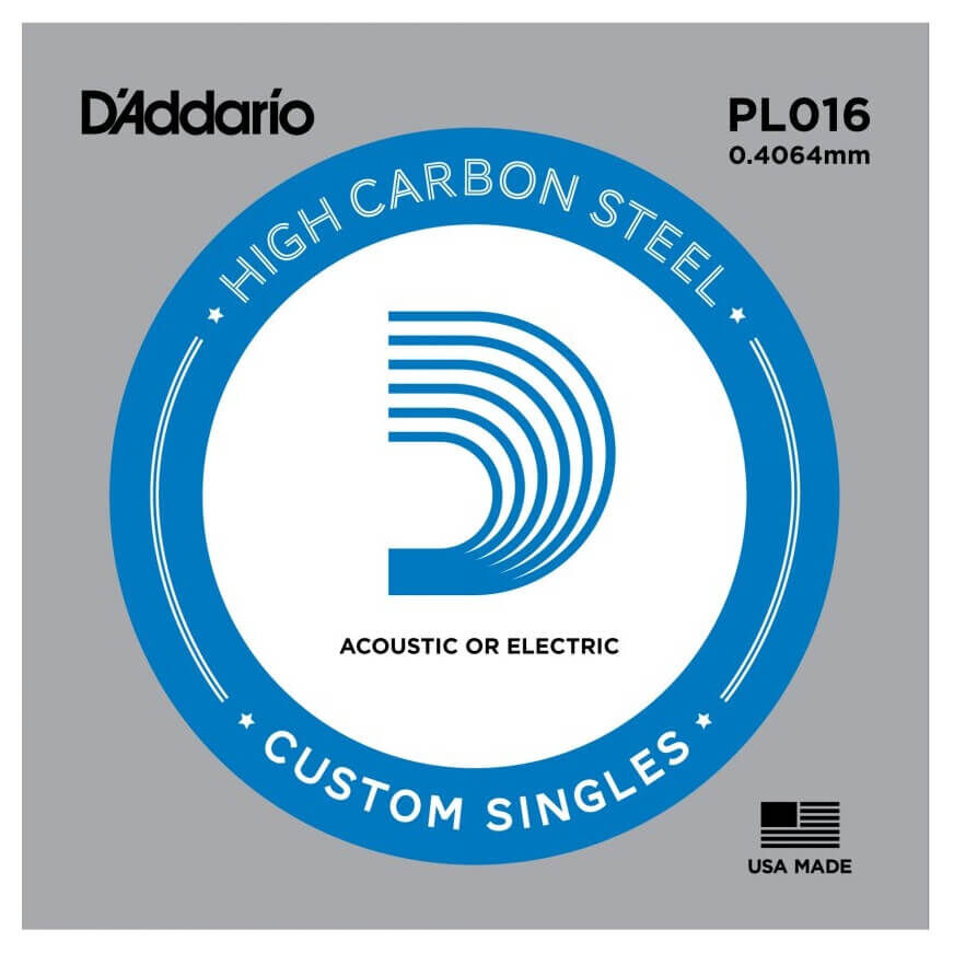 D'Addario PL016 Plain Steel Elektro Gitar Tek Tel - 1