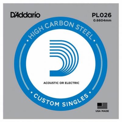 D'Addario PL026 Plain Steel Elektro Gitar Tek Tel - 1