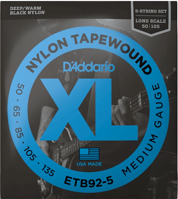 D'Addario Tapewound ETB92-5 Medium 50-135 5-String / Long Scale Set 5 Telli Bas Gitar Teli - 1