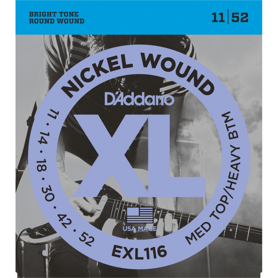 D'Addario XL116 Medium Top / Heavy Bottom Elektro Gitar Tel Takımı (11-52) - 1