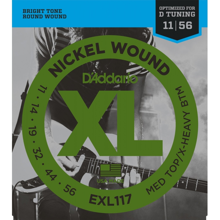 D'Addario XL117 Medium Top / Extra Heavy Bottom Elektro Gitar Tel Seti (11-56) - 1