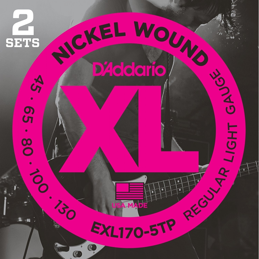 D'Addario XL170-5TP 45-130 Nickel Wound 5 Telli-2'li Set Bas Gitar Tel Takımı - 1