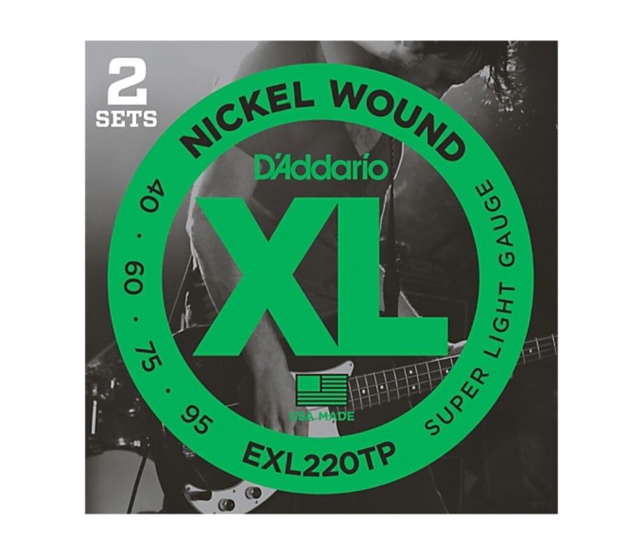 D'Addario XL220TP ( 2'Li Set) 4 Telli Long Scale Bas Gitar Teli (040-095) - 1