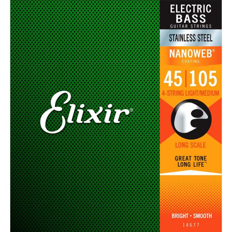 Elixir 14677 45-105 Nanoweb 4 Telli Bas Gitar Tel Takımı - 1