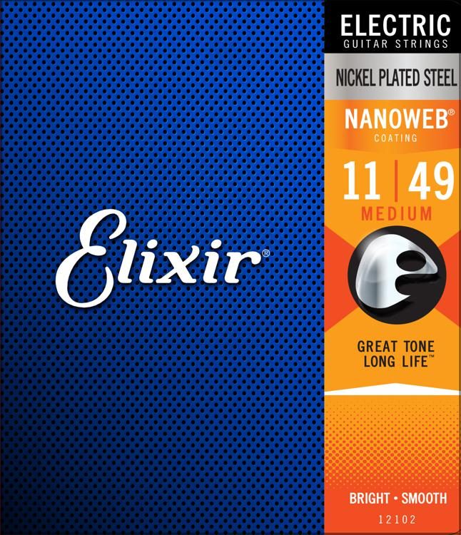 Elixir Nanoweb 12102 Medium Elektro Gitar Teli (11-49) - 1