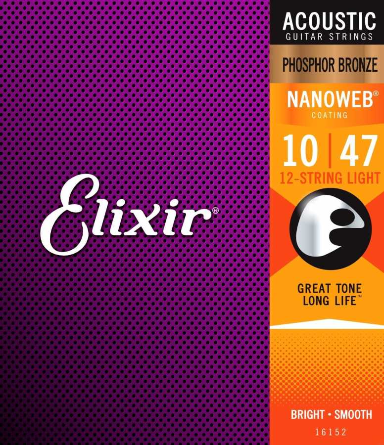 Elixir Phosphor Bronze 16152 Nanoweb -12 Telli Akustik Gitar Teli Set - 1