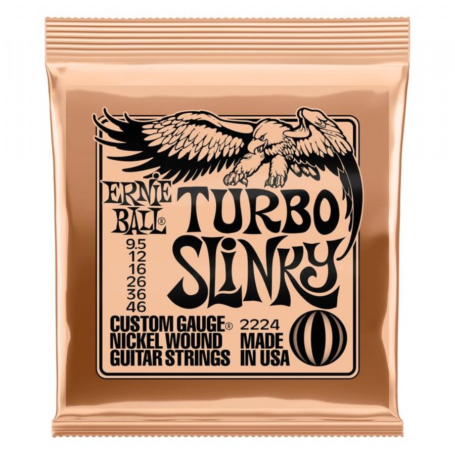 Ernie Ball 2224 Nickel Turbo Slinky Elektro Gitar 9.5-46 Tel Takımı - 1