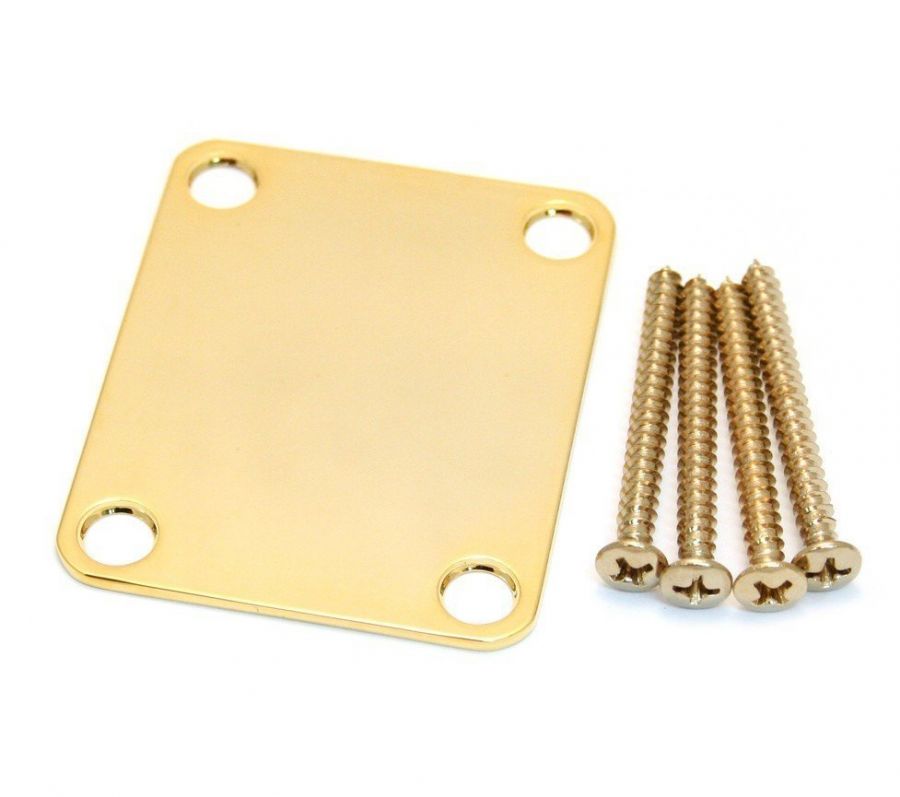 Fender 4 Bolt Vintage Stil Logosuz Gold Neck Plate - 1