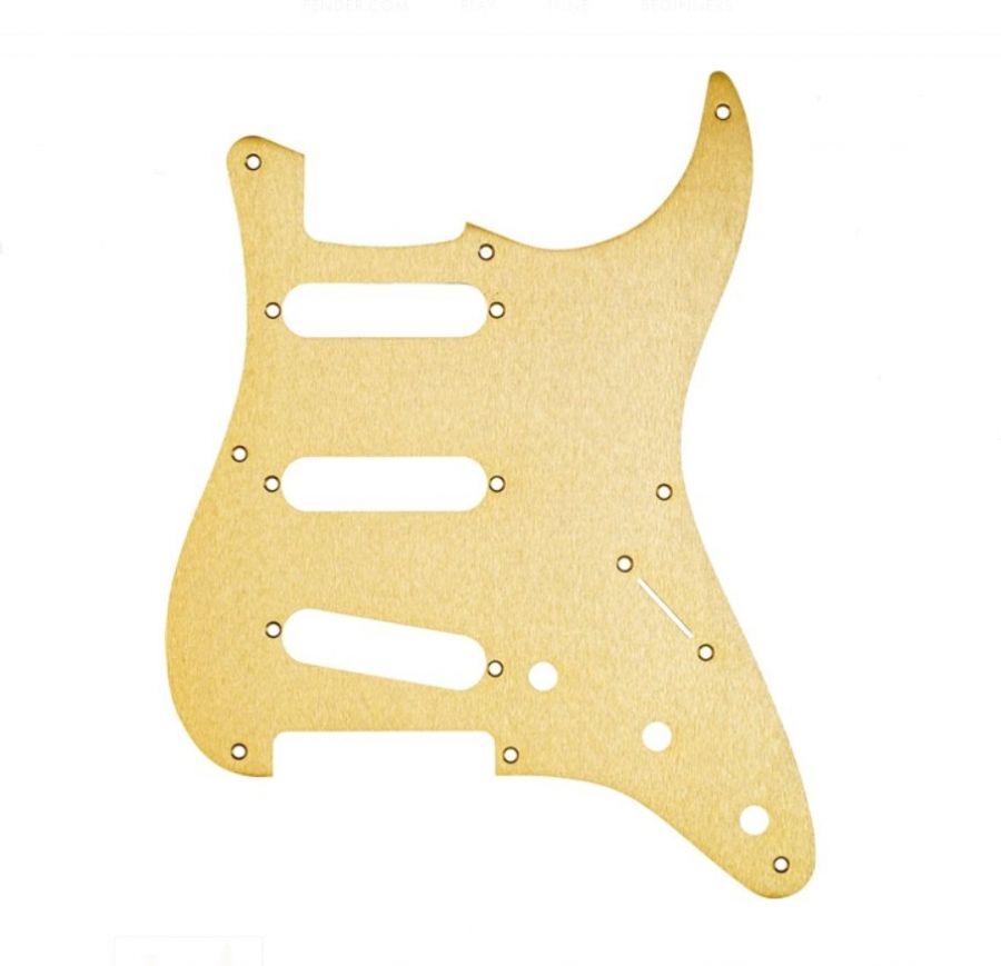 Fender 8-Hole '50s Vıntage-Style Stratocaster® Gold Alüminyum Metal Pickguard - 1