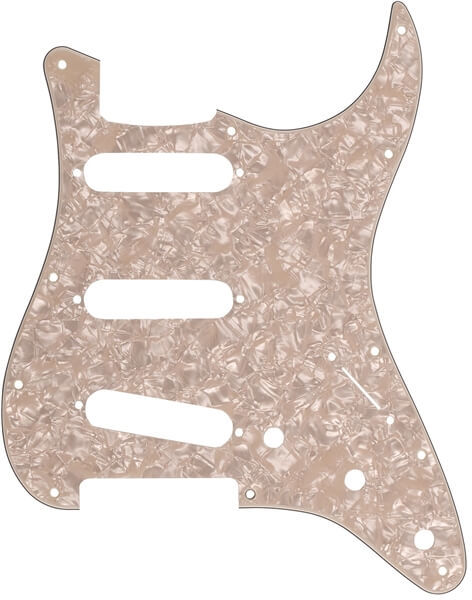 Fender Stratocaster Pickguard 11 Delikli S/S/S, Eskitme Sedef (Aged White Moto) - 1