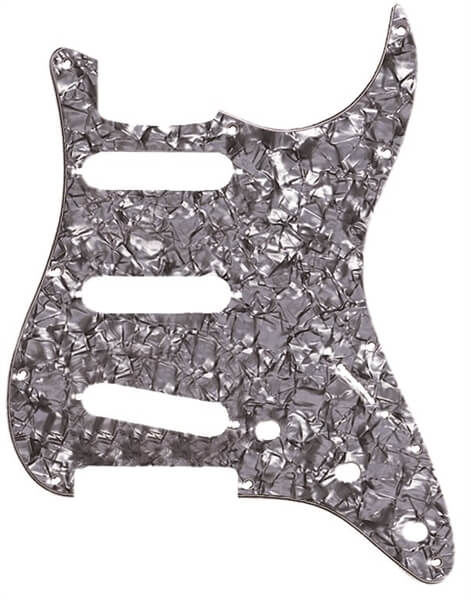 Fender Stratocaster Pickguard 11 Delikli S/S/S, Siyah Sedef (Black Moto) - 1