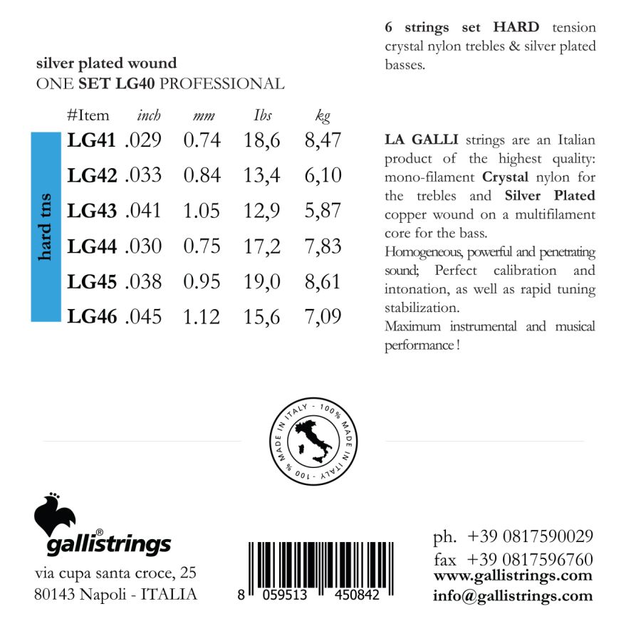 Galli LG40 Hard Tension Klasik Gitar Tel Takımı - 2