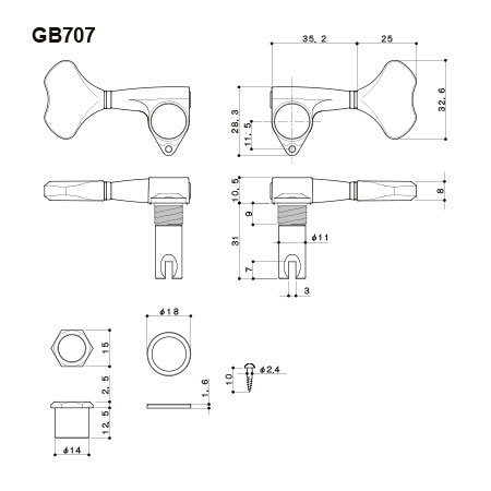 Gotoh GB707LC Tekli Bas Gitar Burgu Sol Chrome - 2