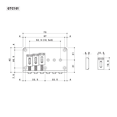 Gotoh GTC-101-BK Black Hardtail Gitar Köprüsü - 2