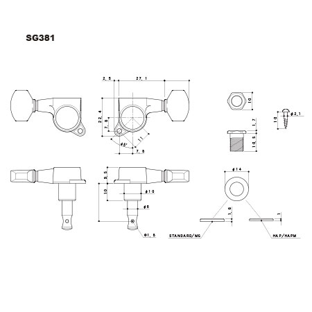 Gotoh SG381-04-CK Lale Kafa 3+3 Akustik & Elektro Gitar Burgu Takımı - 2