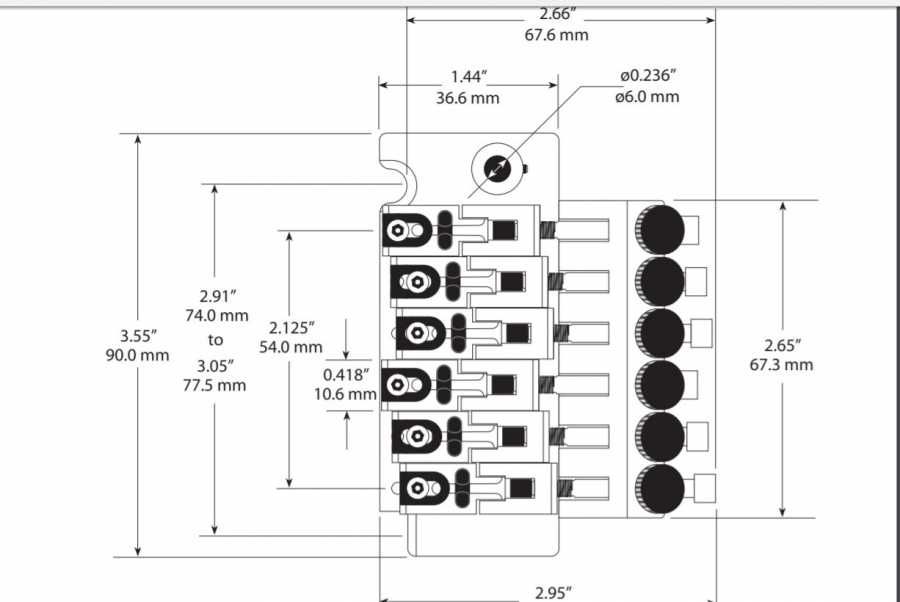 GraphTech PS-0080-C0 Floyd Rose Style Bridge - 5